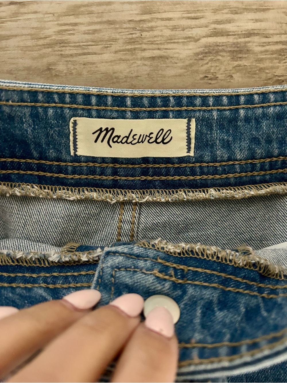 Madewell Stretch Denim A-Line Button Front Mini Skirt Size 00 Like New - Picture 4 of 6